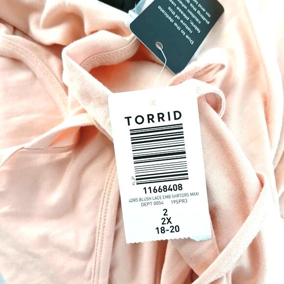 Torrid Blush Lace Shirt Dress Maxi Size 2X NWT Summer Light - Picture 6 of 7